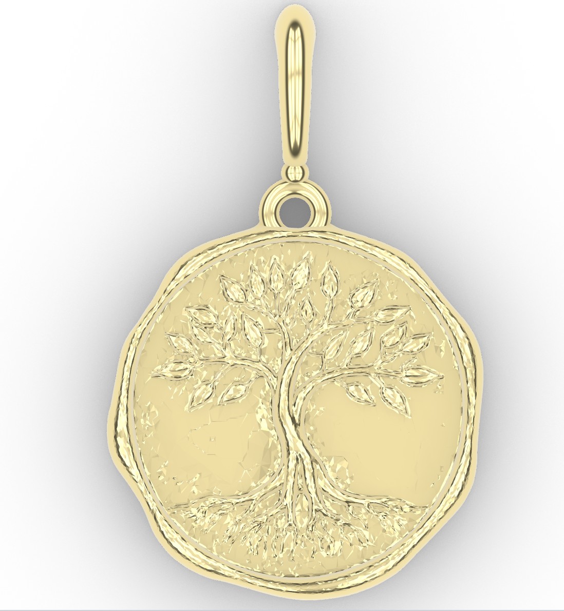 Elegant Tree of Life Gold Medal Pendant — view 2