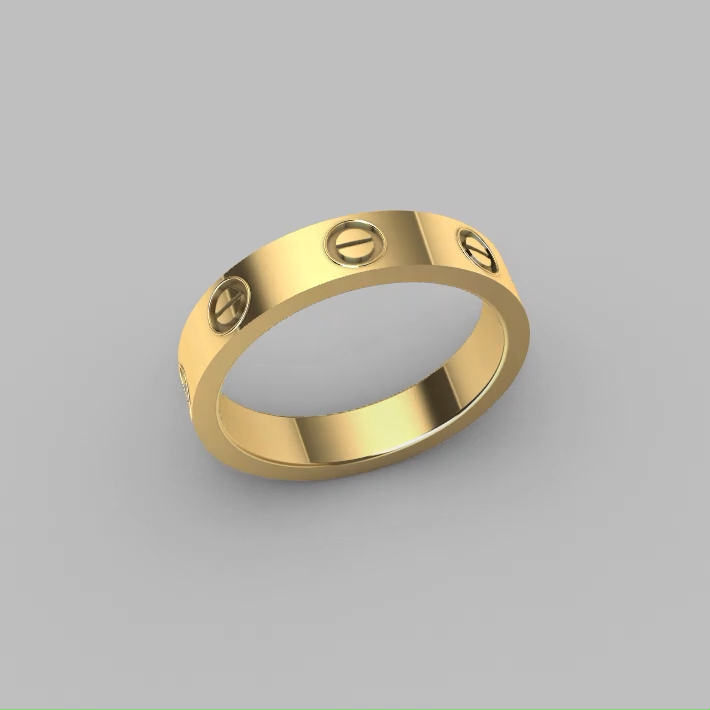 Flat Band Ring with Incised Screw-Head Motif