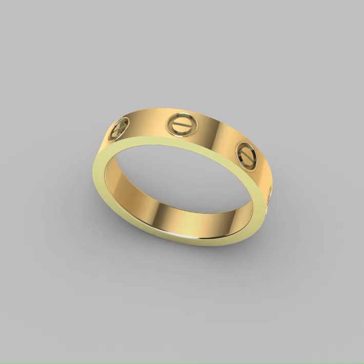 Flat Band Ring with Incised Screw-Head Motif — view 3
