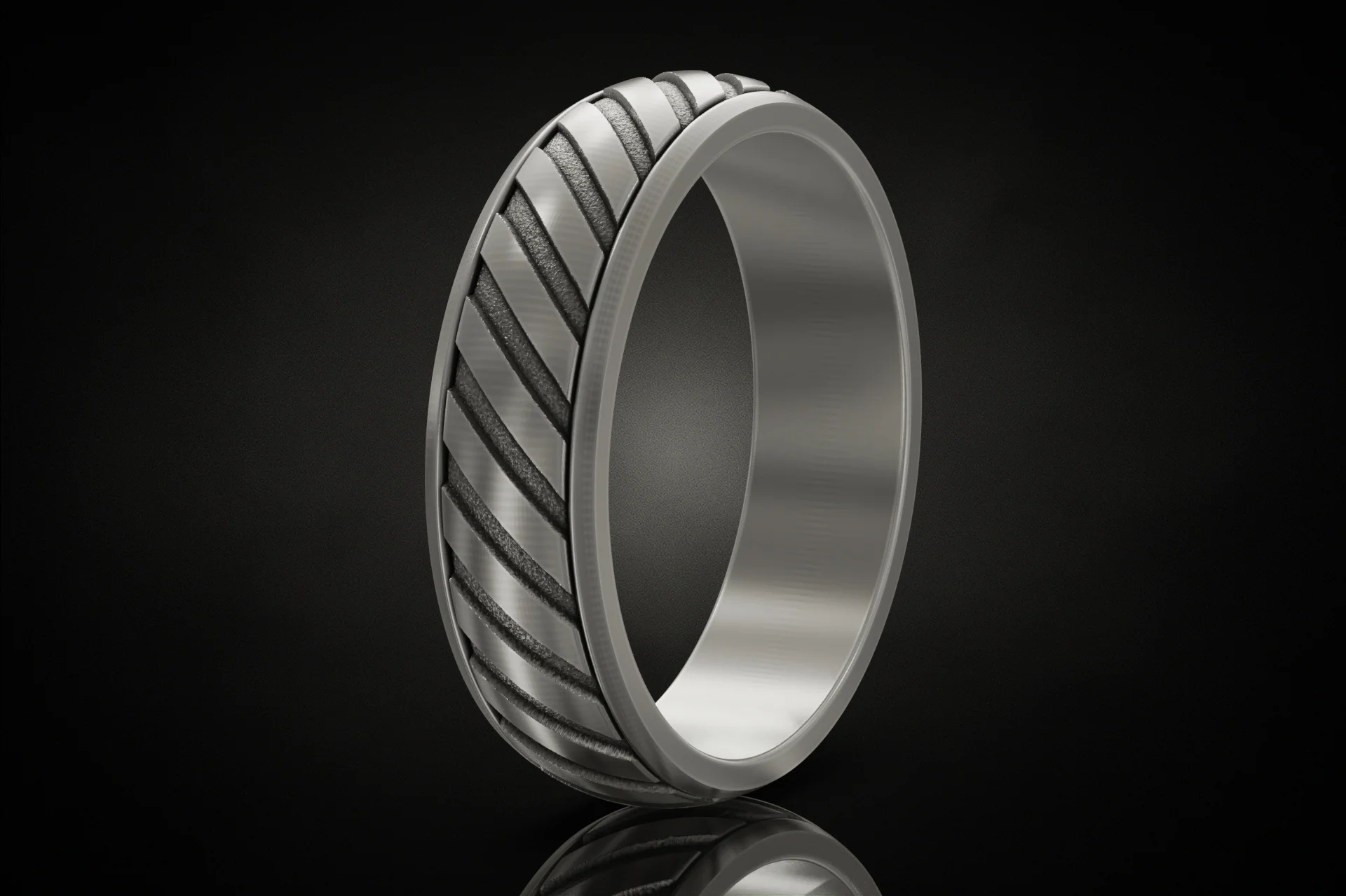 Modern Spiral Groove Patterned Ring — view 3
