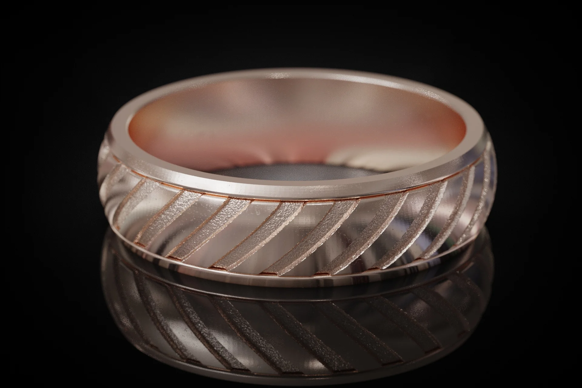 Modern Spiral Groove Patterned Ring