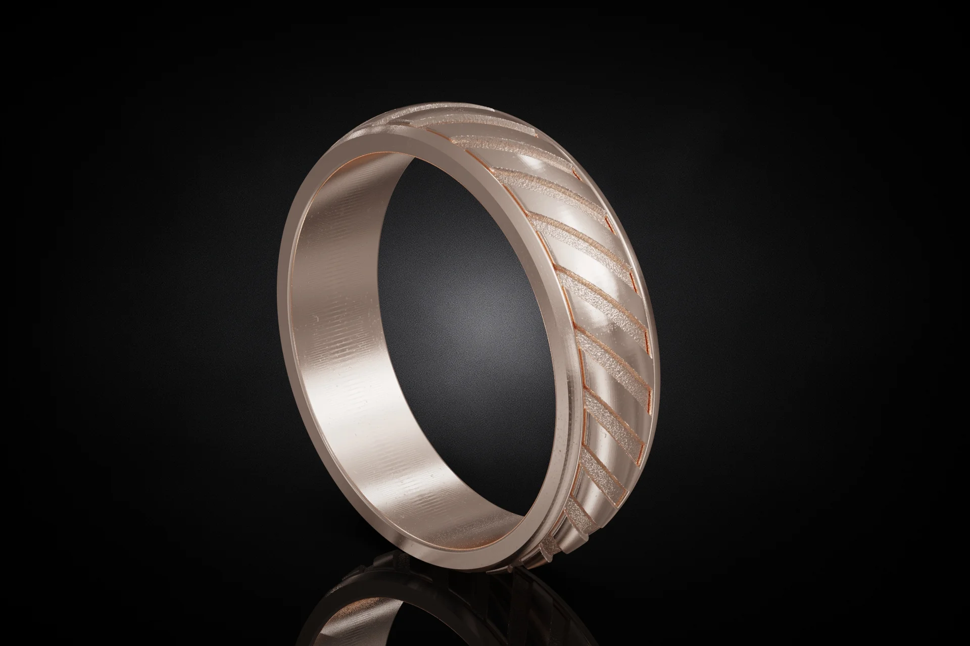 Modern Spiral Groove Patterned Ring — view 4