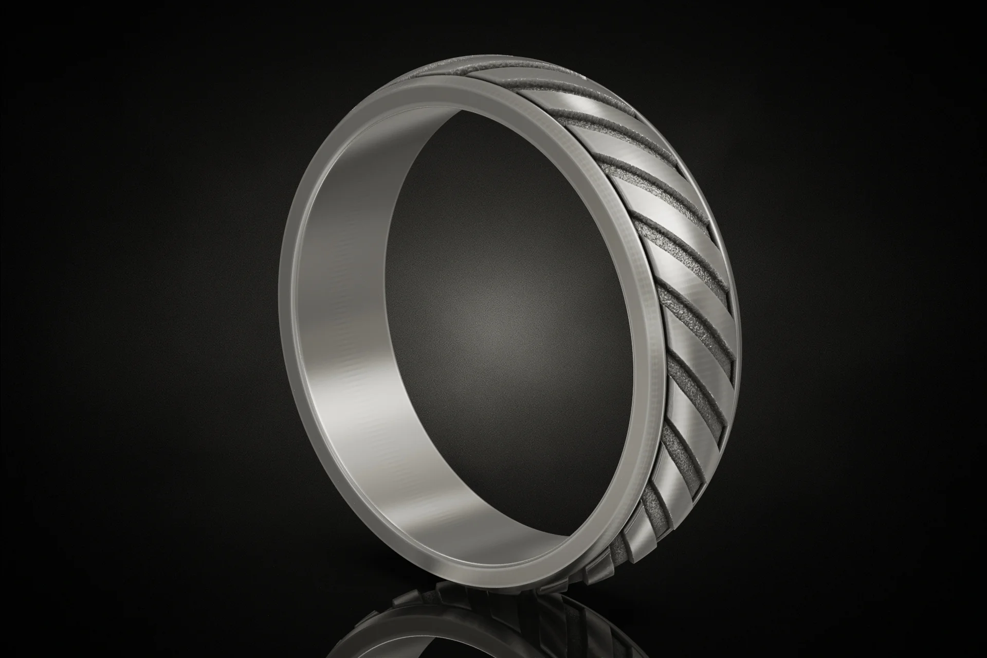 Modern Spiral Groove Patterned Ring — view 5