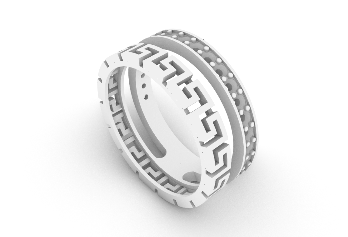 Modern Greek Key Diamond Eternity Band Ring — view 6