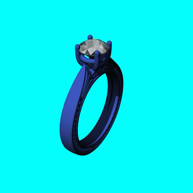 Cathedral Solitaire Ring with Beaded Shank — view 6