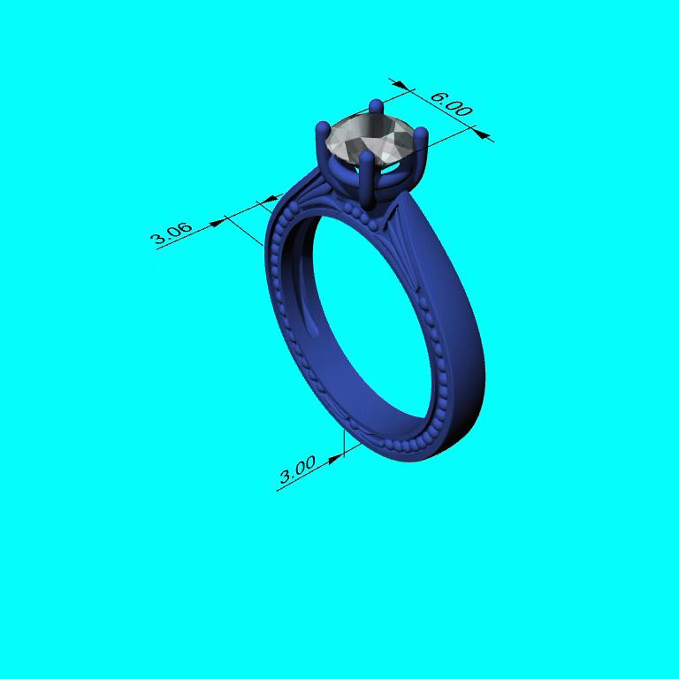 Cathedral Solitaire Ring with Beaded Shank — view 8