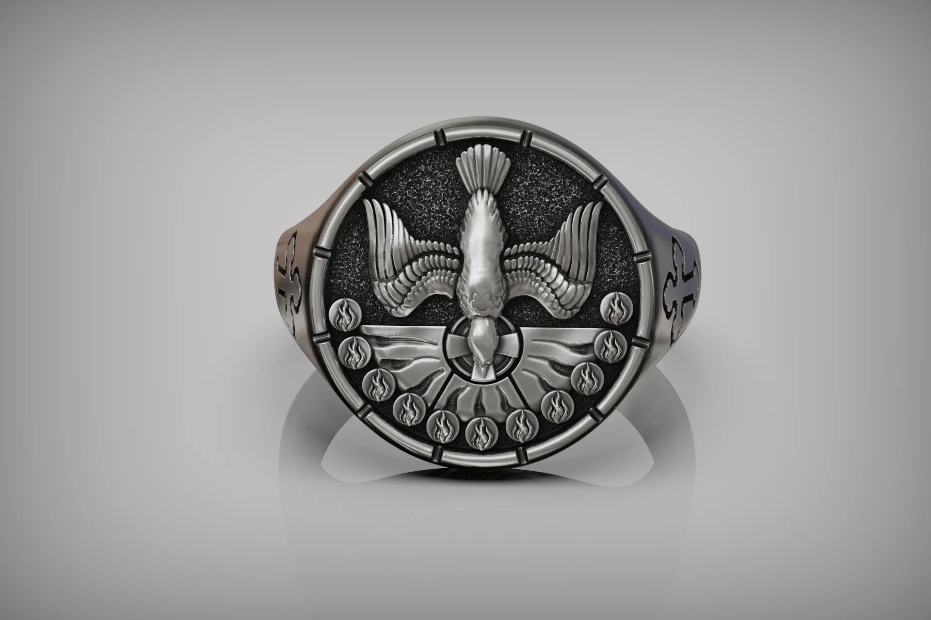 Holy Spirit Dove Pentecost Signet Ring — view 6