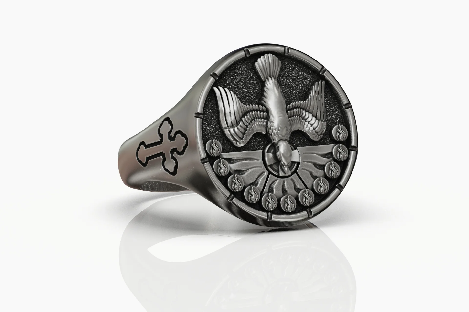 Holy Spirit Dove Pentecost Signet Ring — view 8