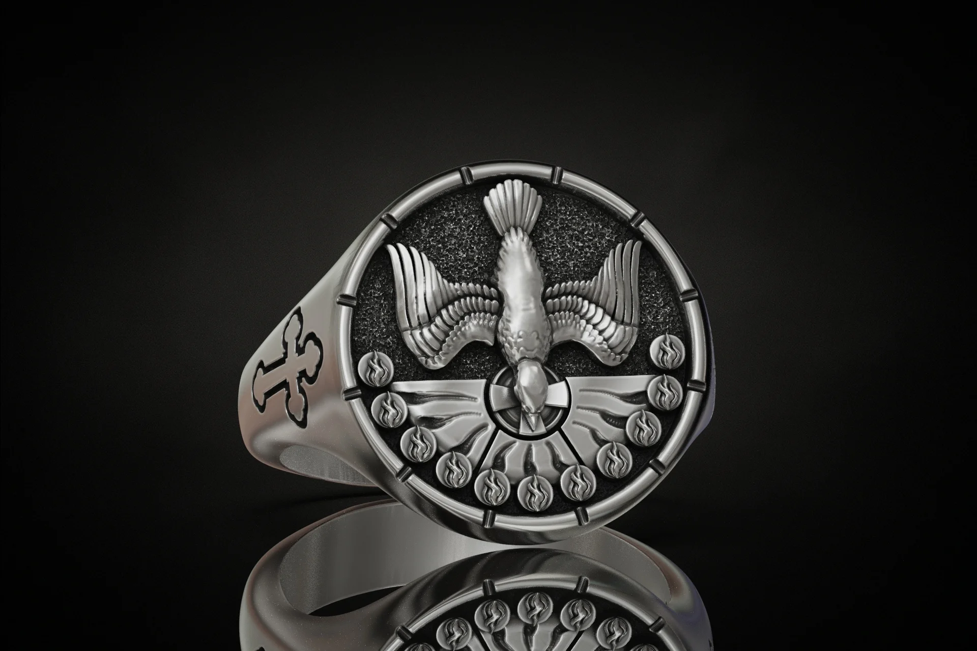 Holy Spirit Dove Pentecost Signet Ring