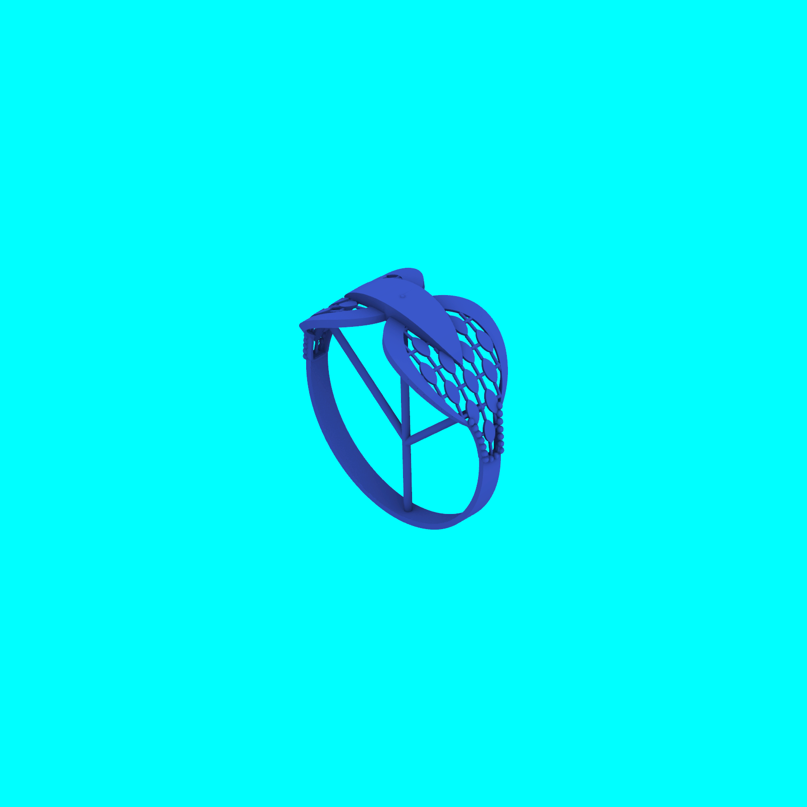 Openwork Oval Lattice Crossover Ring — view 8