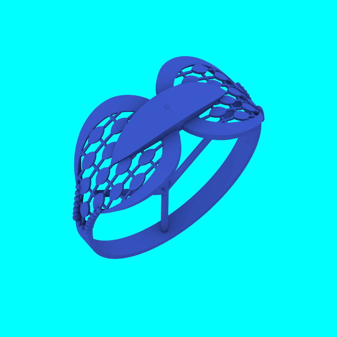 Openwork Oval Lattice Crossover Ring