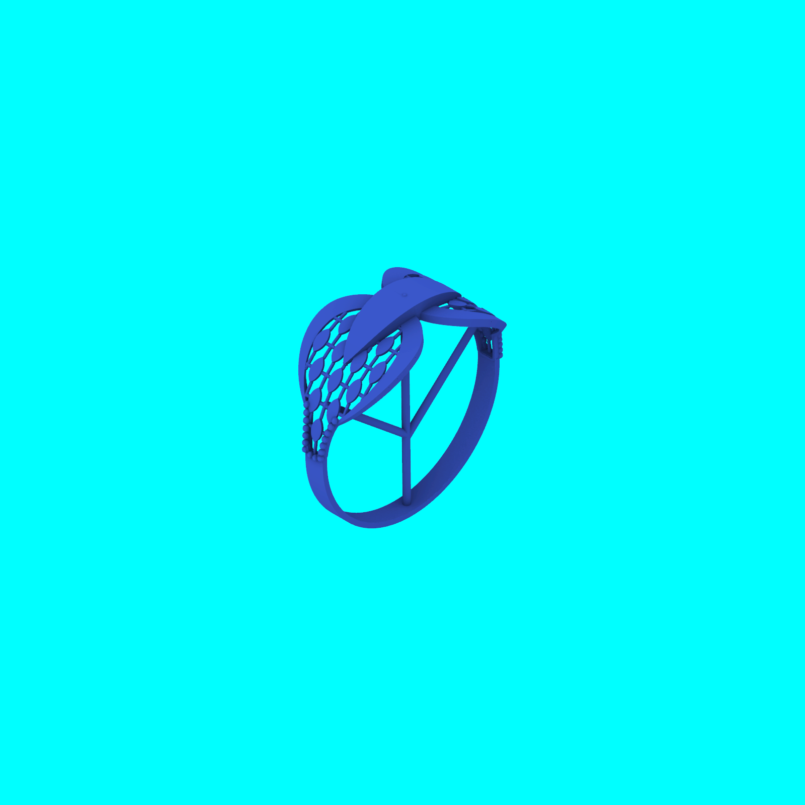Openwork Oval Lattice Crossover Ring — view 7