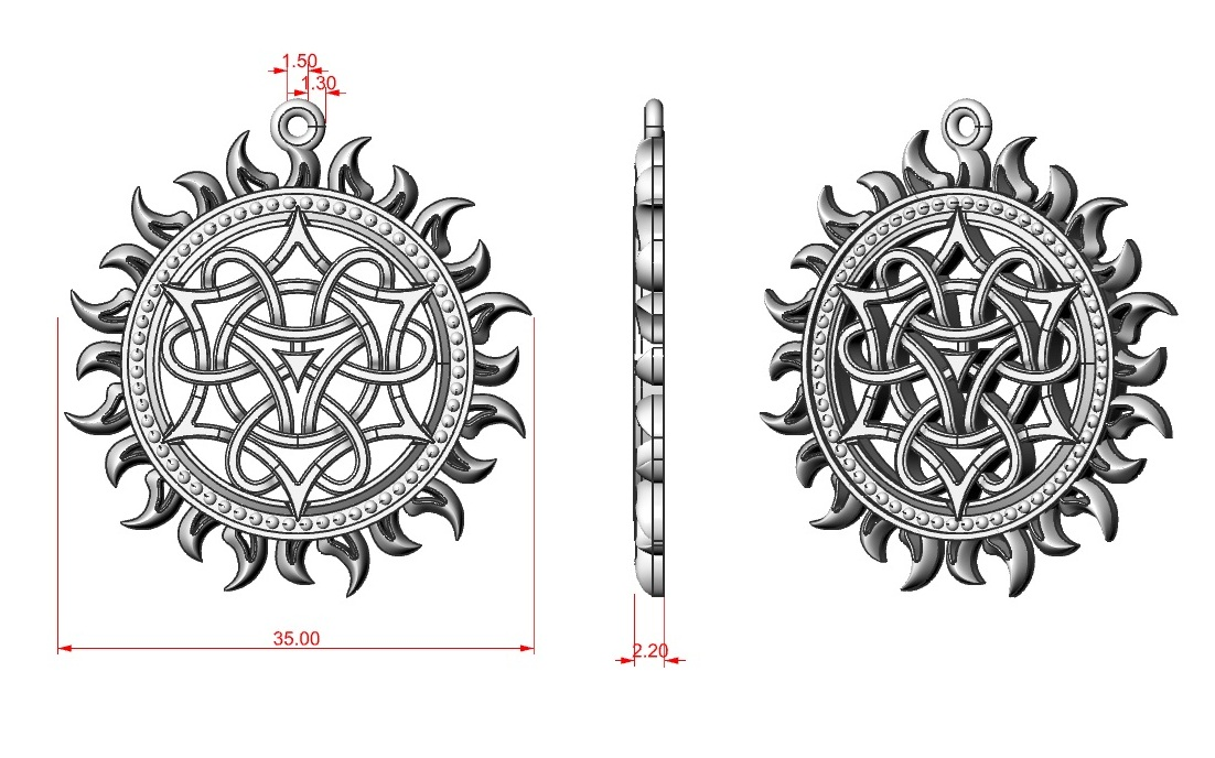 Slavic Sun Pendant with Celtic Triquetra Knotwork — view 6