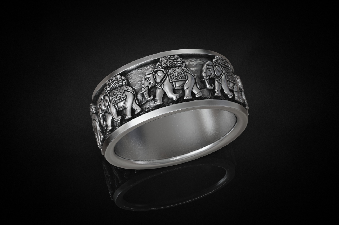 Elephant Caravan Relief Eternity Band — view 2