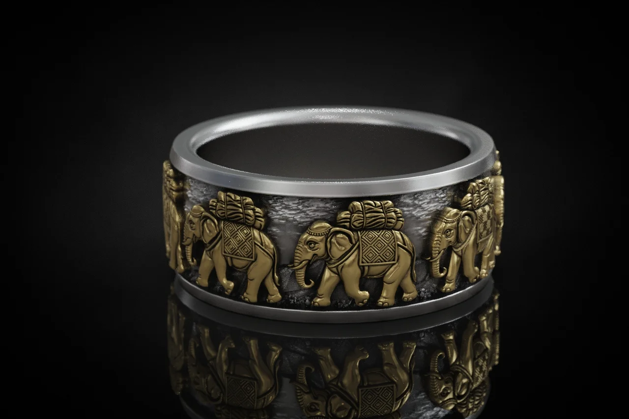 Elephant Caravan Relief Eternity Band