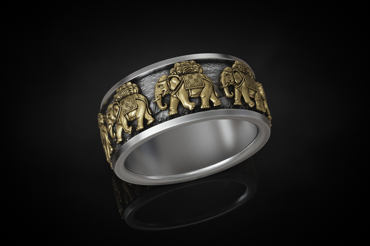 Elephant Caravan Relief Eternity Band — view 3