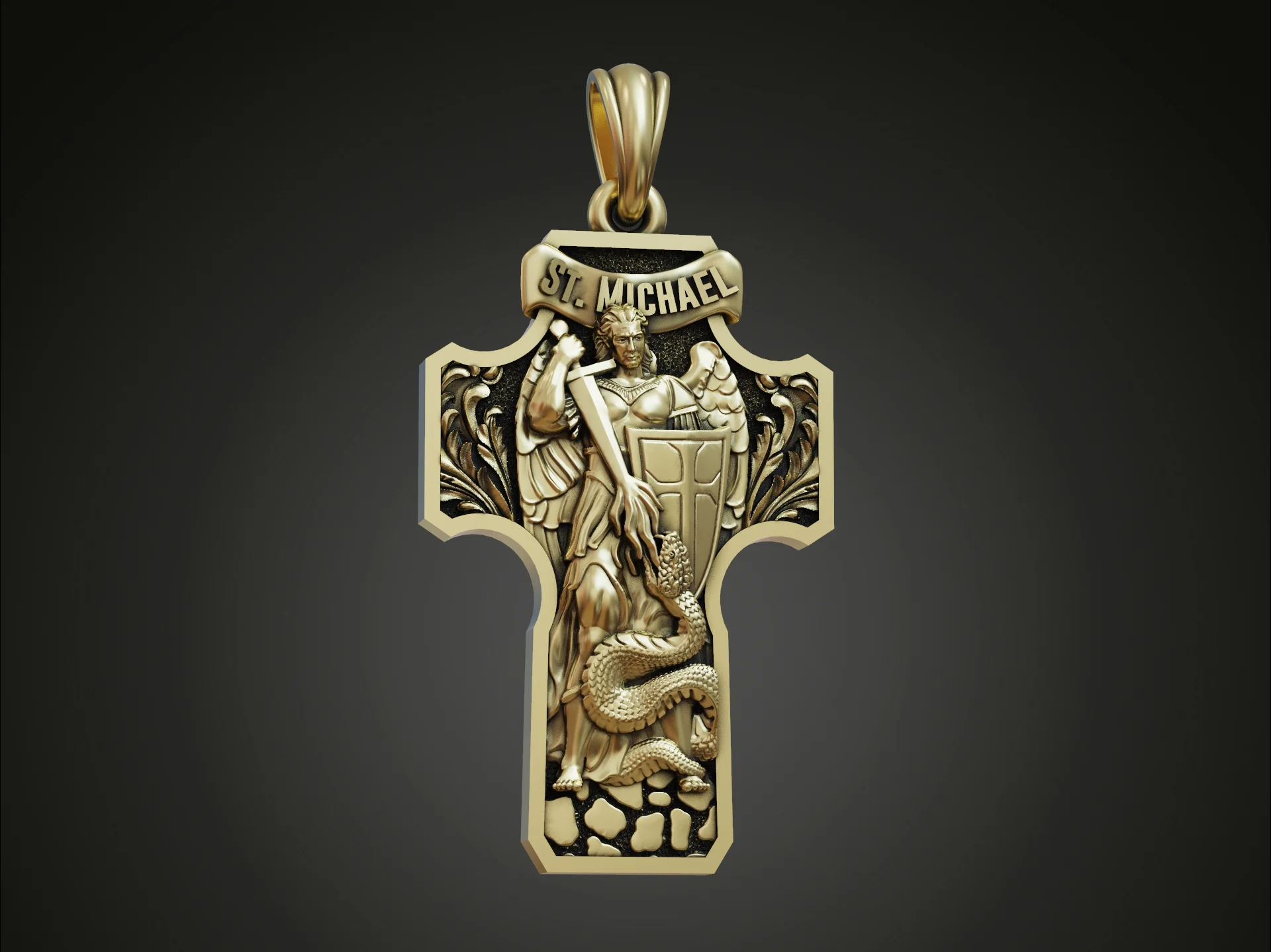 St. Michael Archangel Cross Pendant — view 2