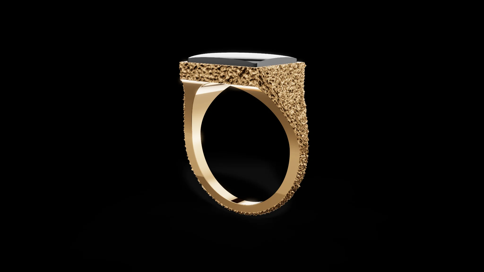 Rectangular Silver Texture Ring with Gemstone — view 8