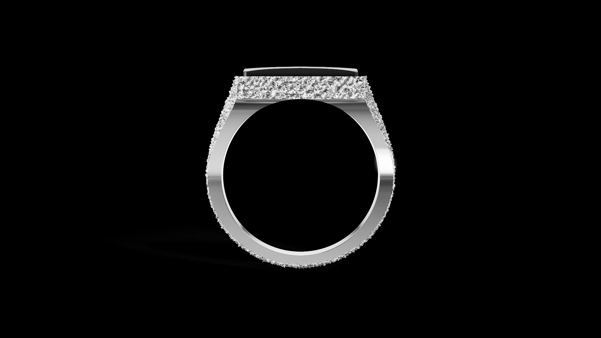 Rectangular Silver Texture Ring with Gemstone — view 5