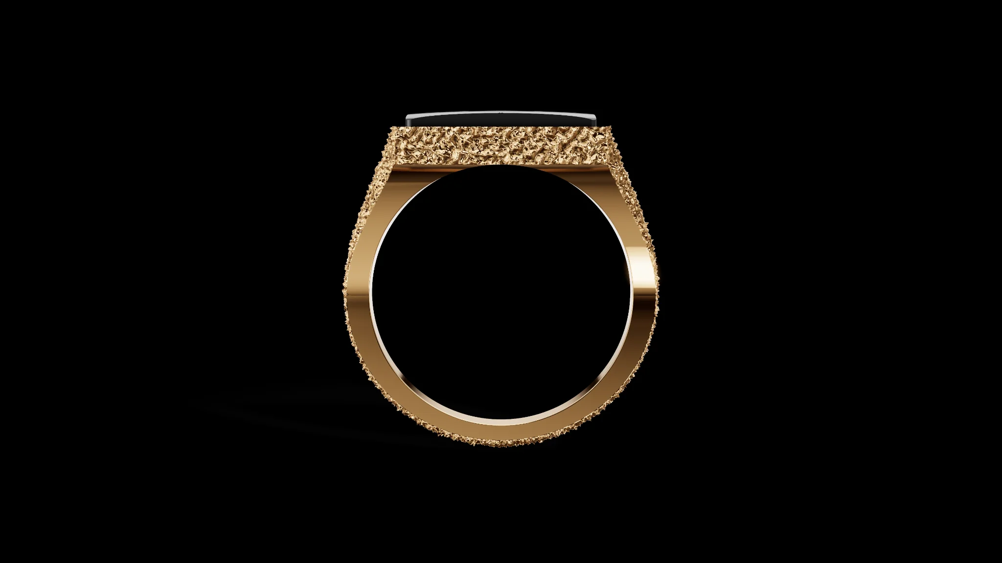 Rectangular Silver Texture Ring with Gemstone — view 6