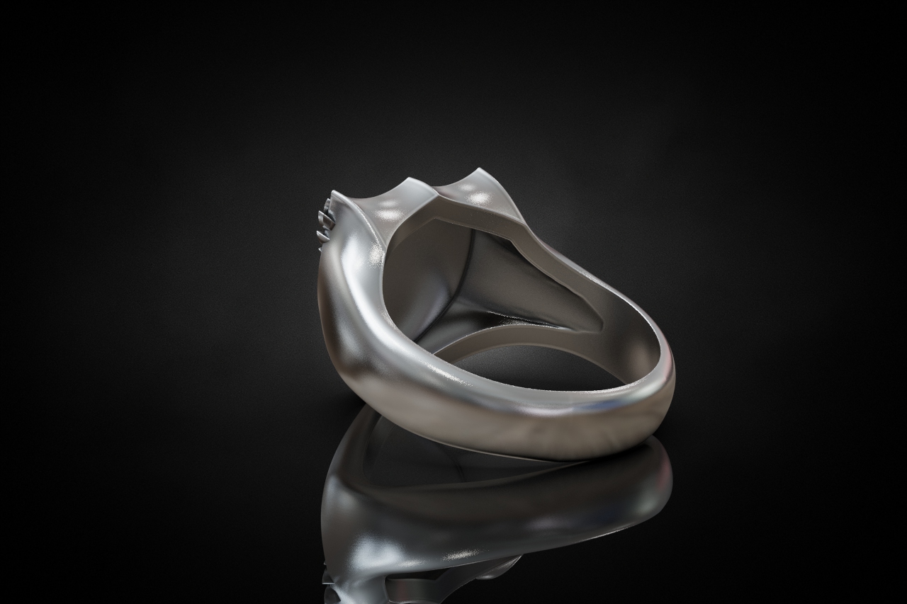 Gothic Winged Cross Shield Signet Ring — view 4