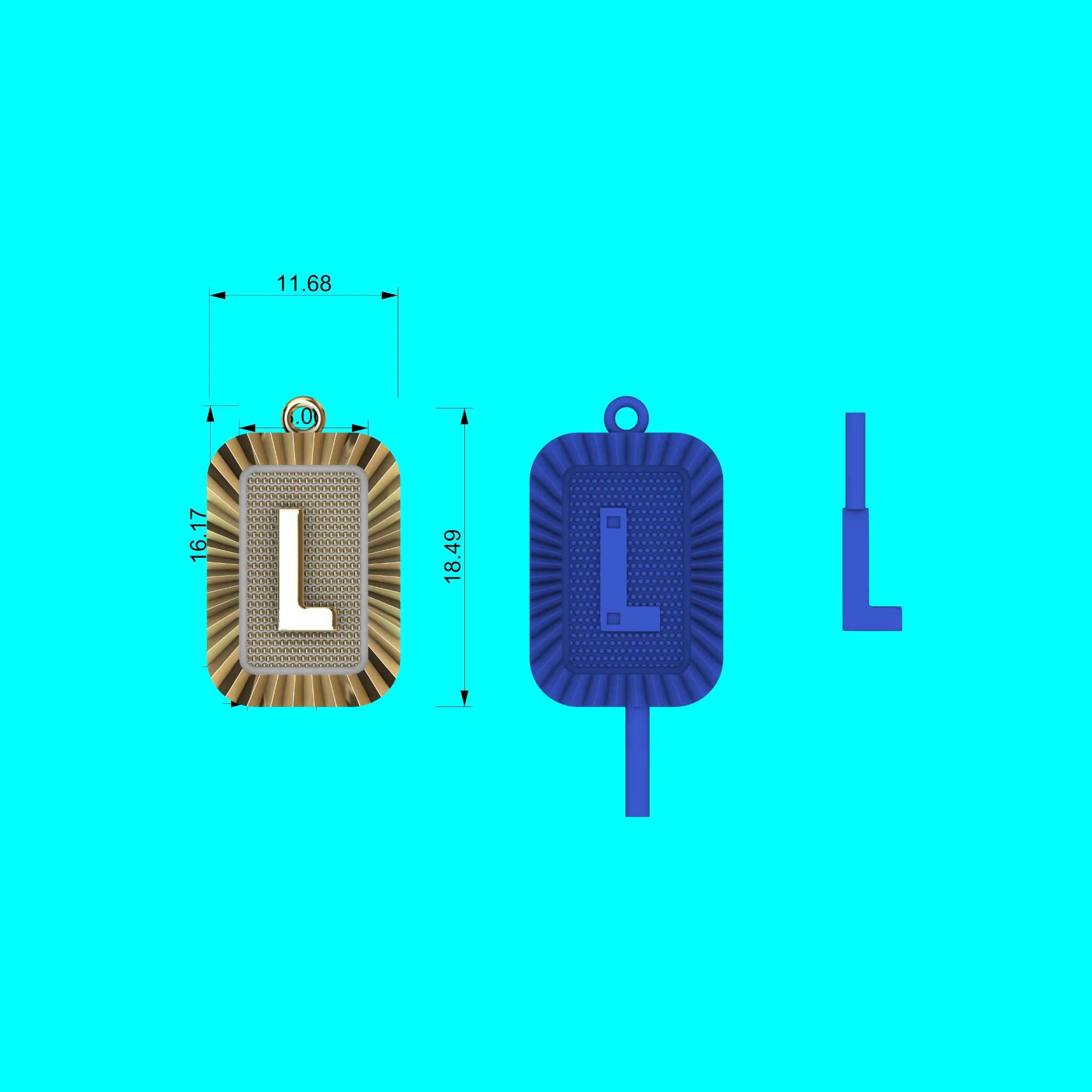 Buy L Letter Pendant CAD Model Gold Initial Necklace Jewelry — view 2