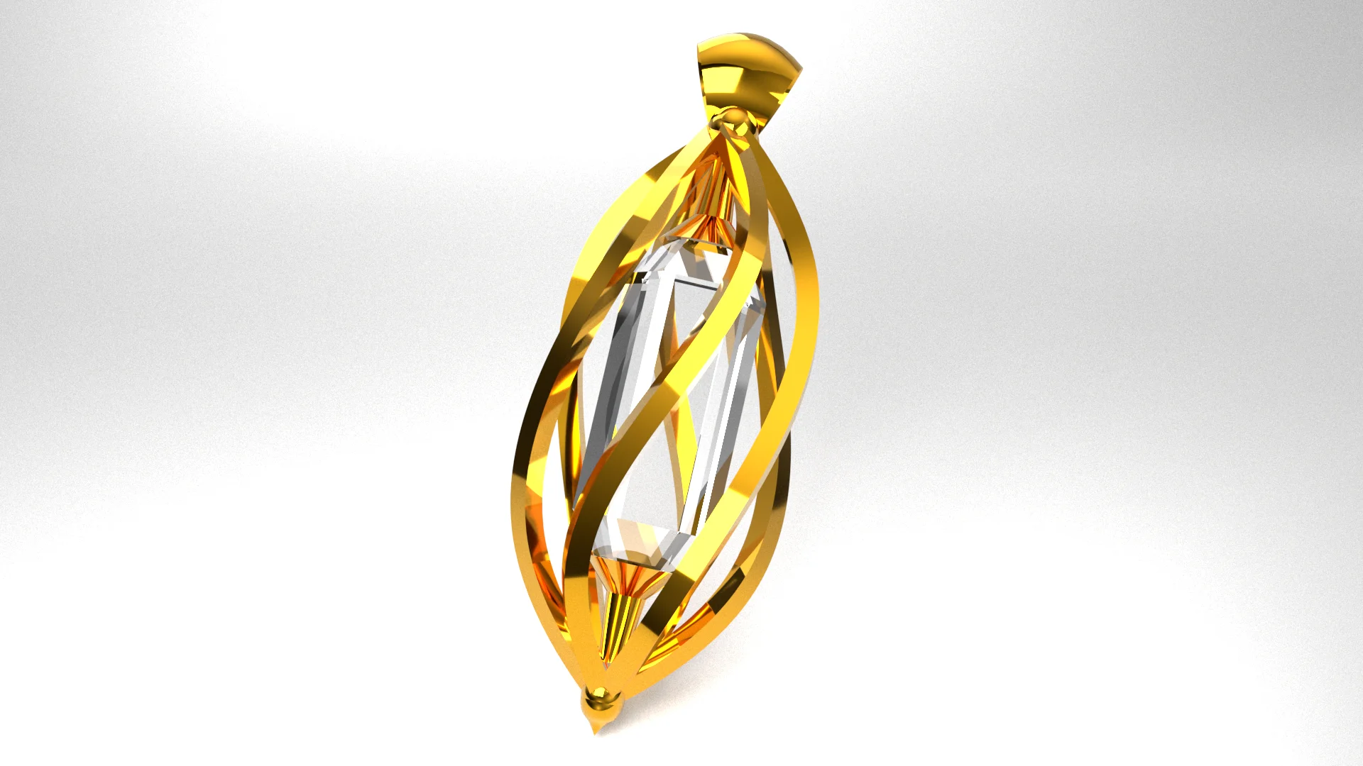 Elegant Cage Quartz Pendant Design