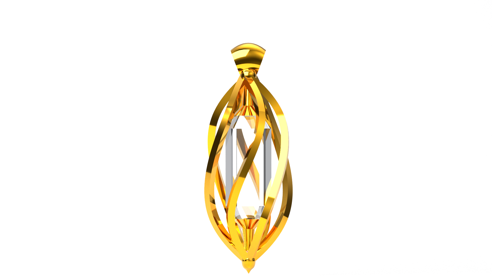 Elegant Cage Quartz Pendant Design — view 2