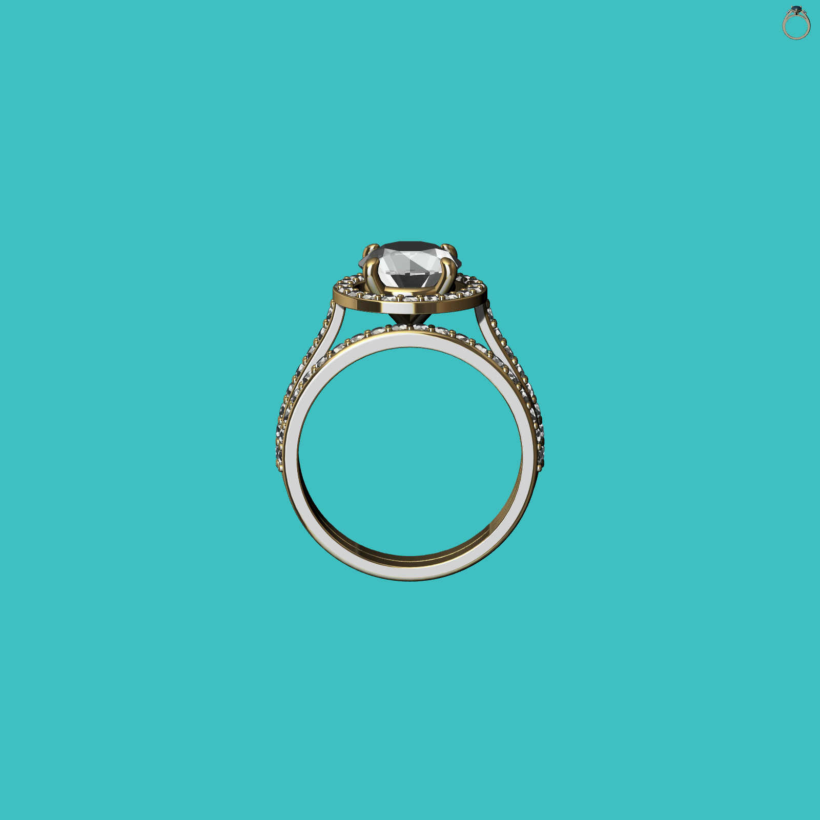 Halo Ring Split Shank U-Cut Setting — view 4