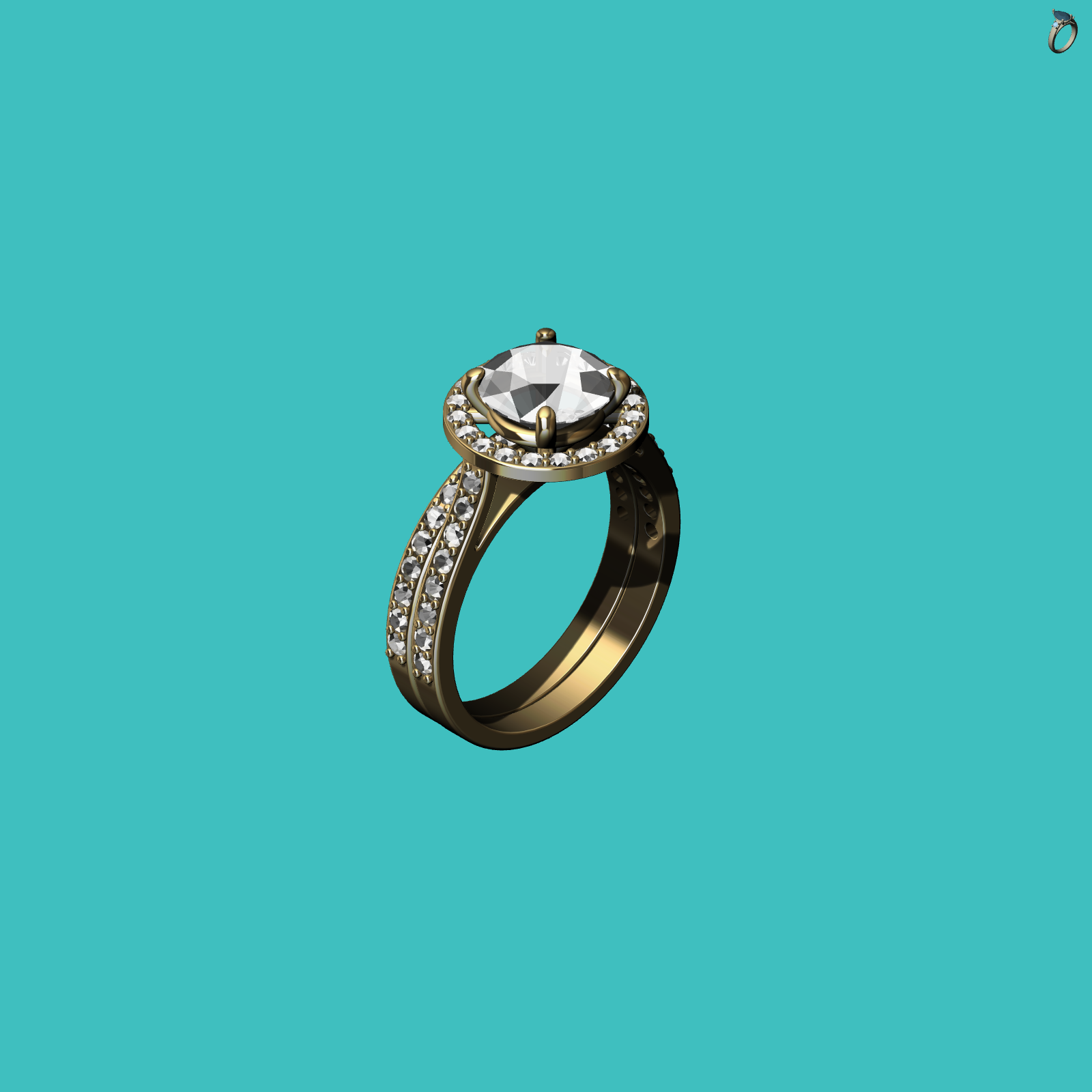 Halo Ring Split Shank U-Cut Setting