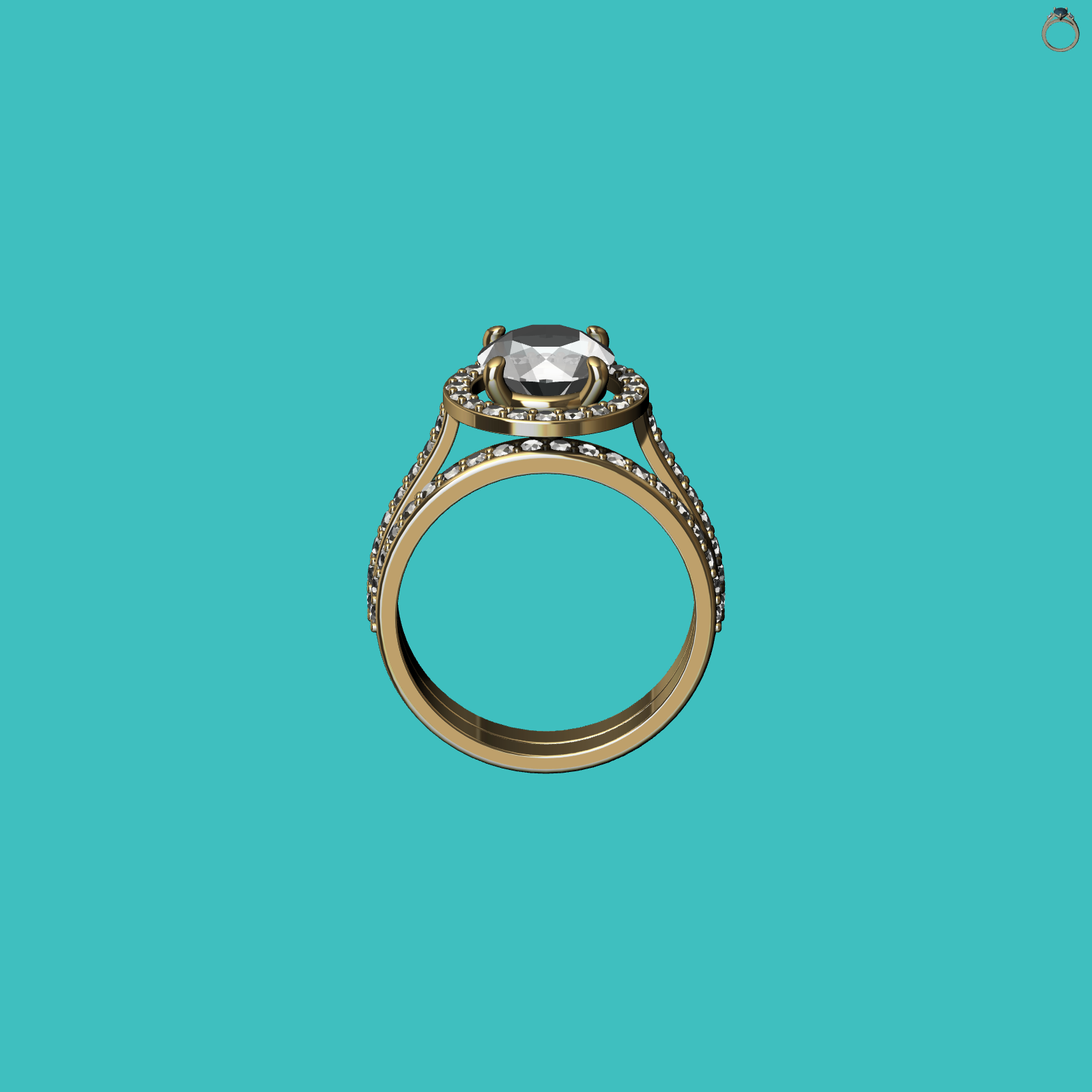 Halo Ring Split Shank U-Cut Setting — view 3