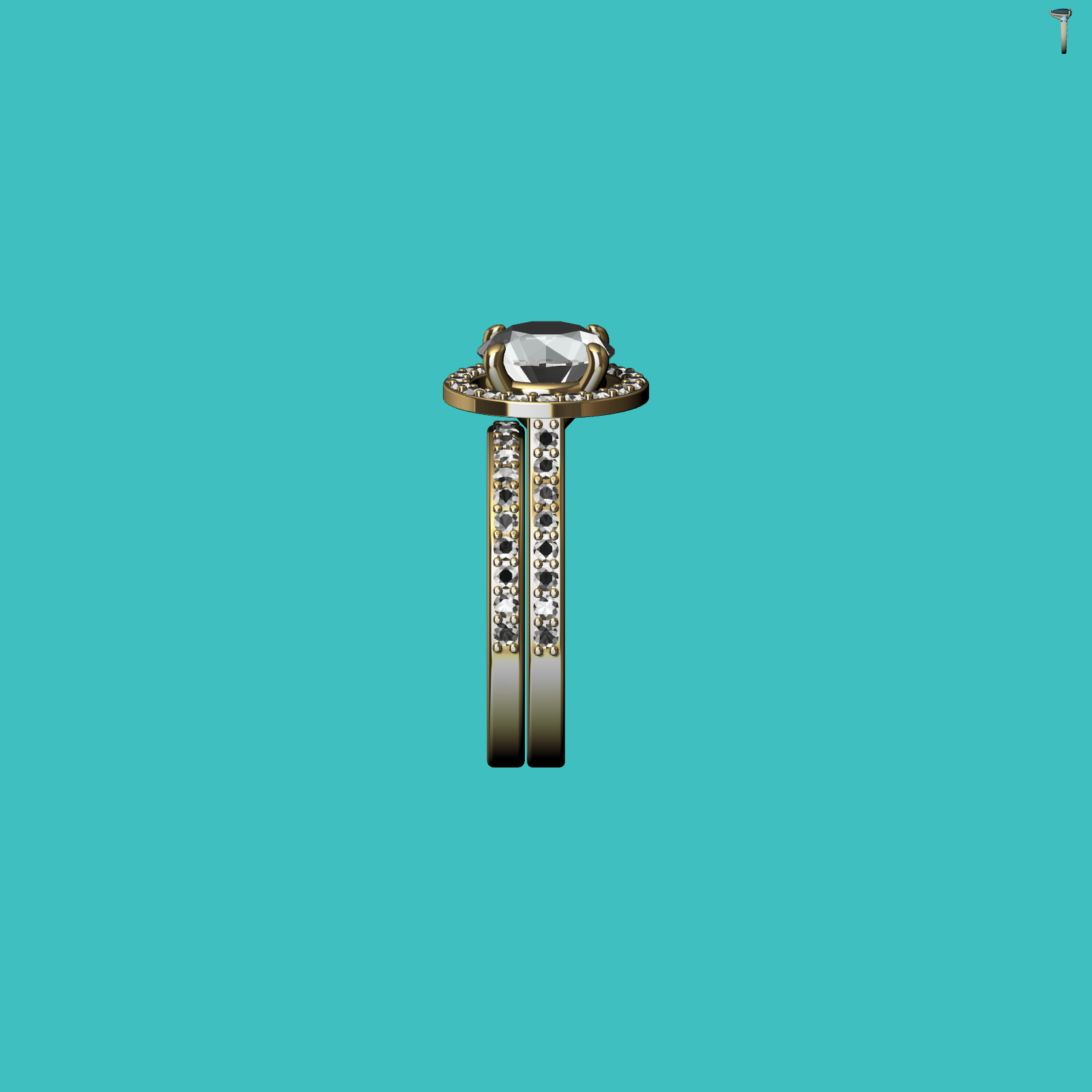 Halo Ring Split Shank U-Cut Setting — view 5