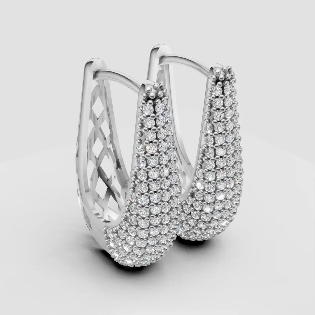Multi-Row Pavé Hoop Earrings Jewelry CAD Model — view 5
