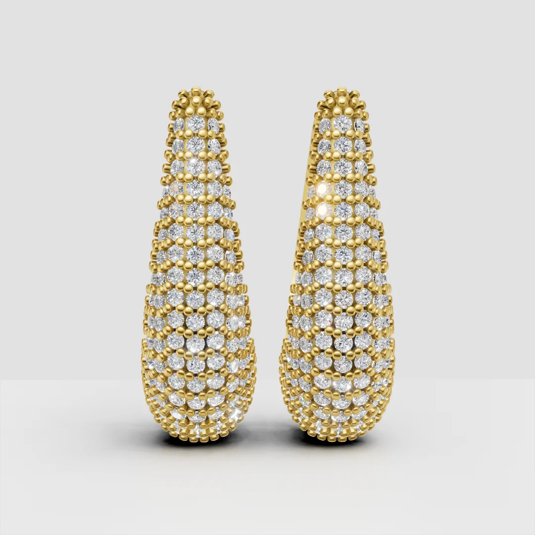 Multi-Row Pavé Hoop Earrings Jewelry CAD Model