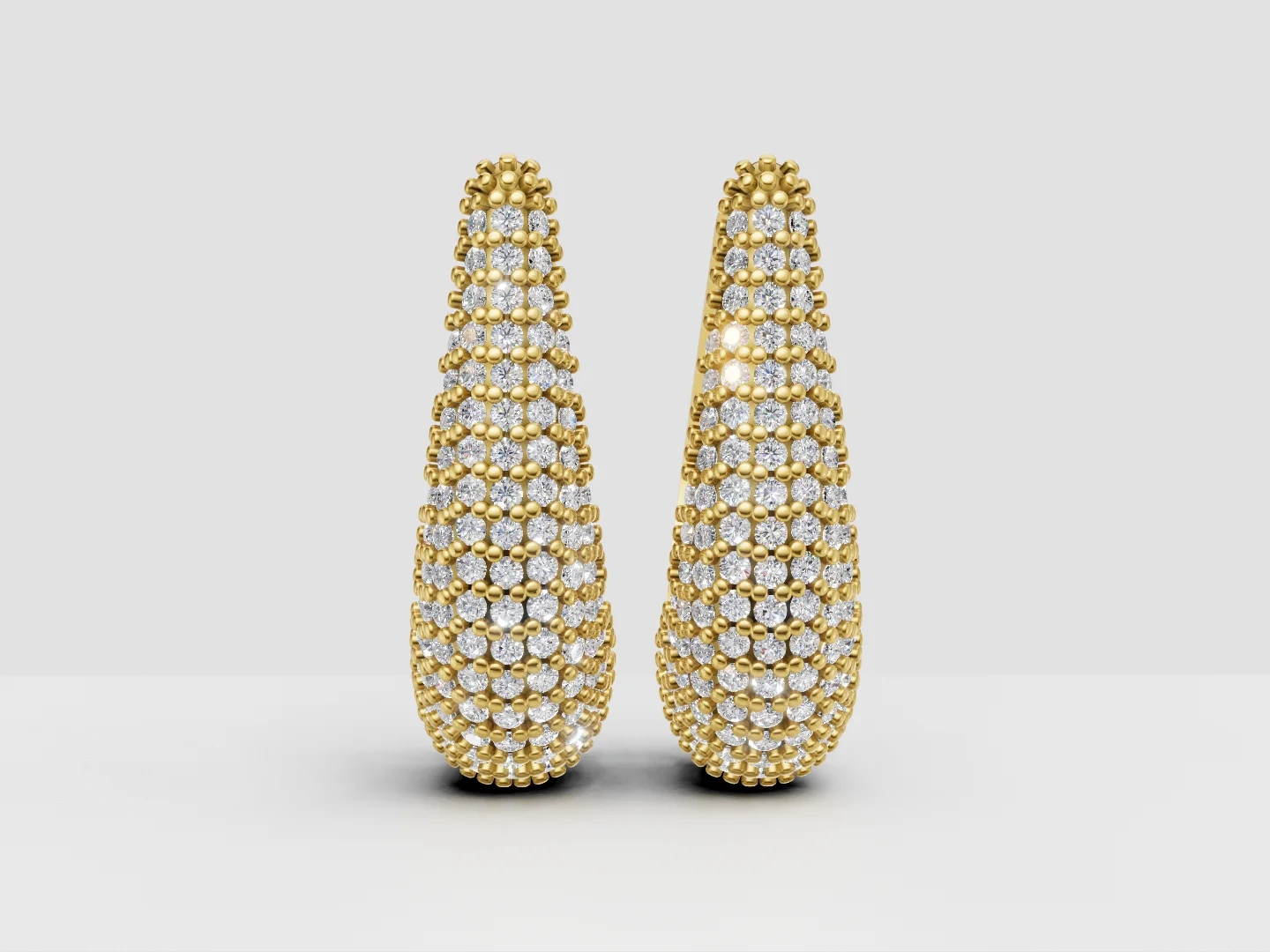 Multi-Row Pavé Hoop Earrings Jewelry CAD Model