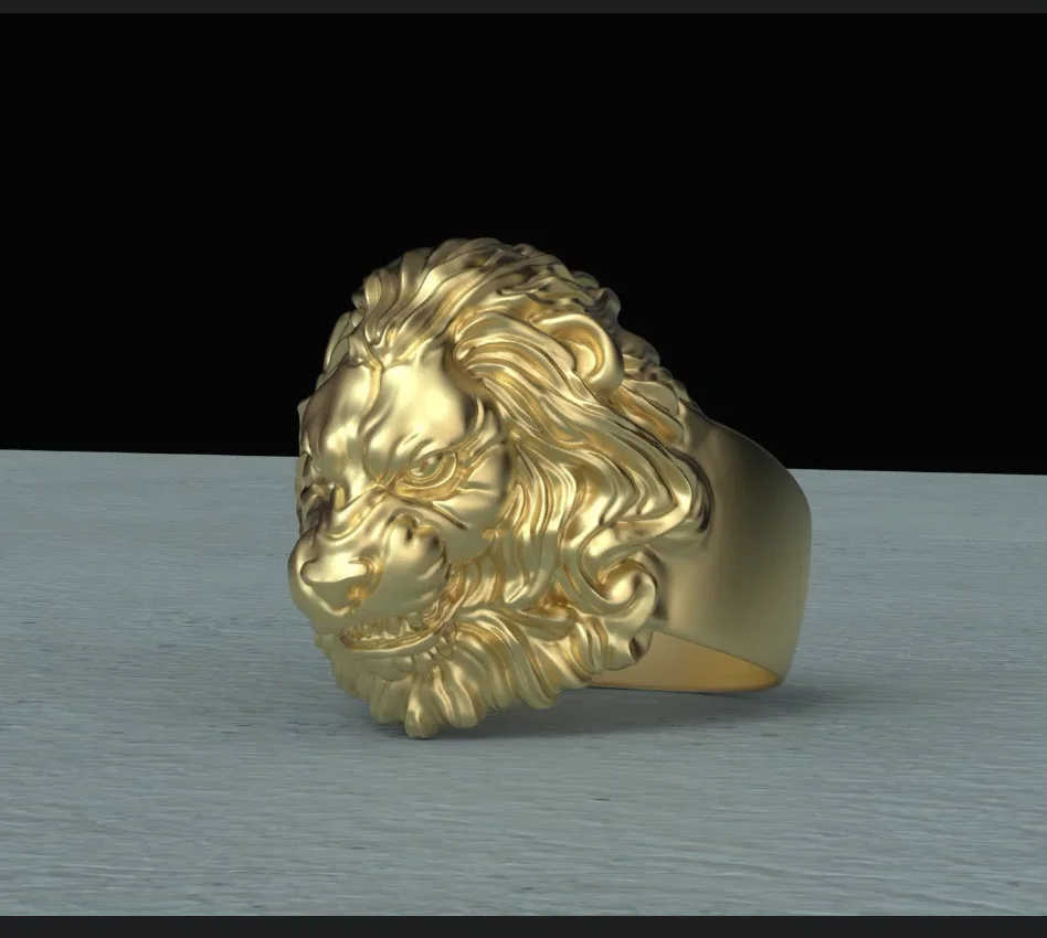 Sculptural Lion Head Ring — view 5