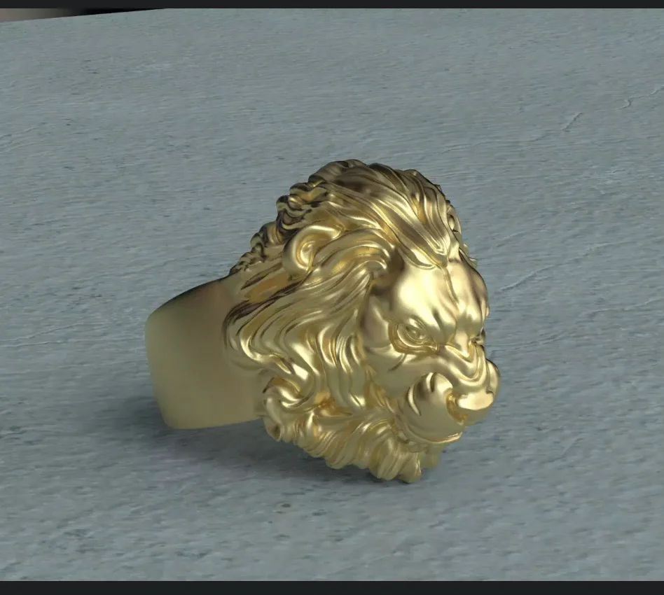 Sculptural Lion Head Ring — view 4