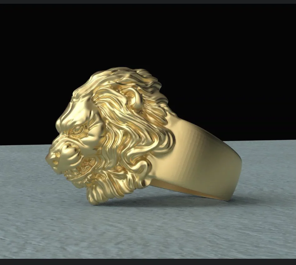 Sculptural Lion Head Ring — view 6