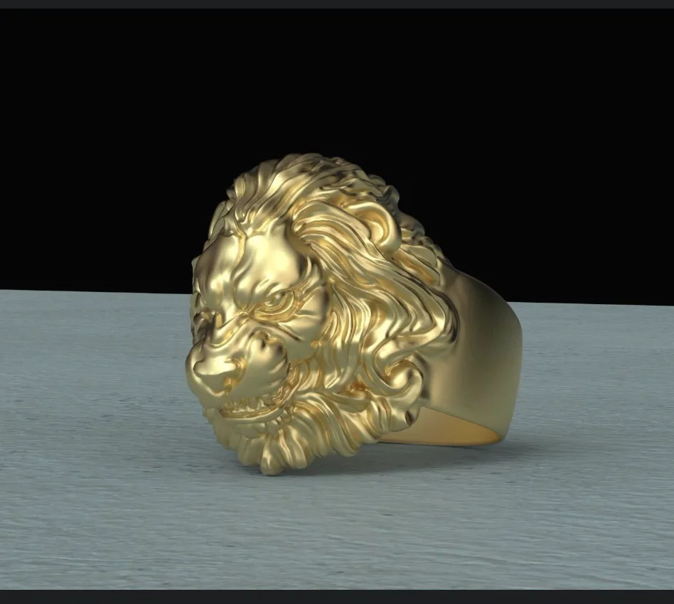 Sculptural Lion Head Ring