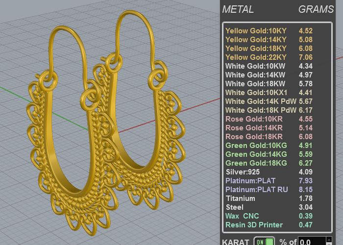 Ornamental Lace Filigree Hoop Earrings 3D Model — view 8