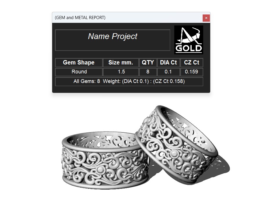 Wide Filigree Scroll Band Ring with Gems — view 6