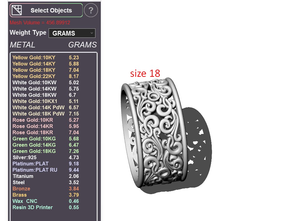Wide Filigree Scroll Band Ring with Gems — view 5
