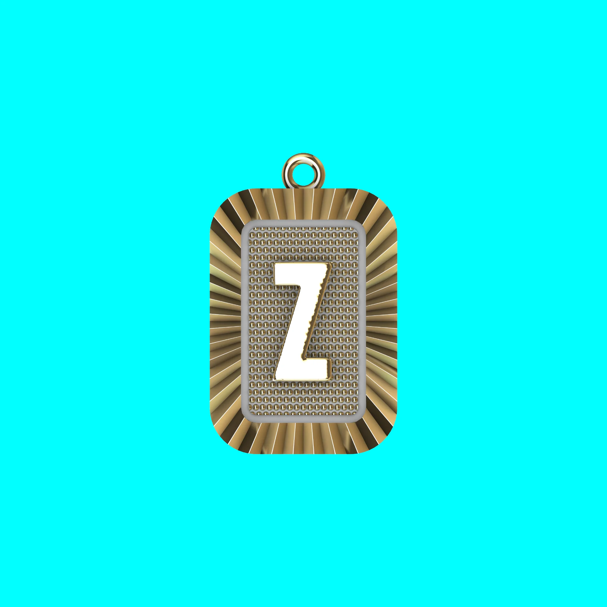 Buy Z Letter Pendant CAD Model Gold Initial Necklace Jewelry — view 3