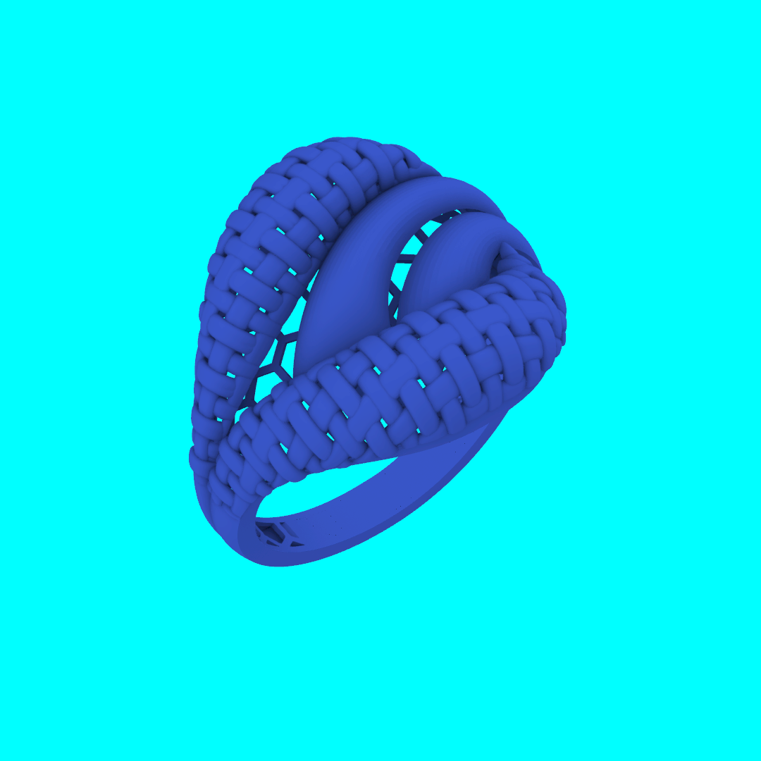 Knot Motif Ring with Intertwined Basketweave Strands