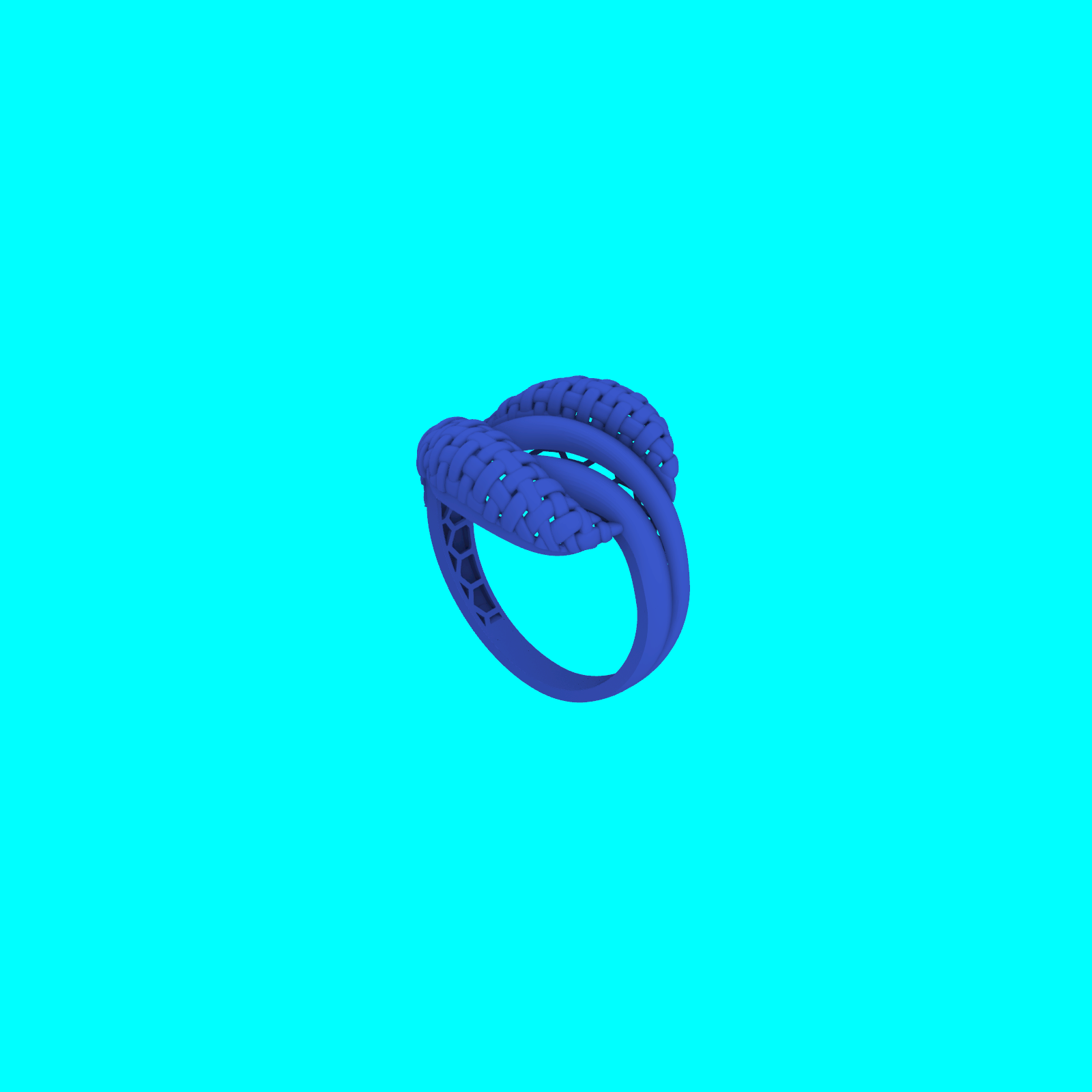 Knot Motif Ring with Intertwined Basketweave Strands — view 6