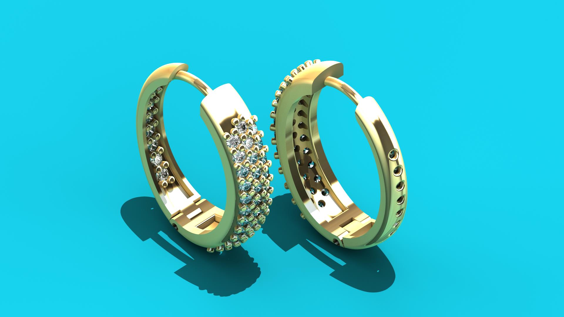 Elegant Gemstone Hoop Earrings STL