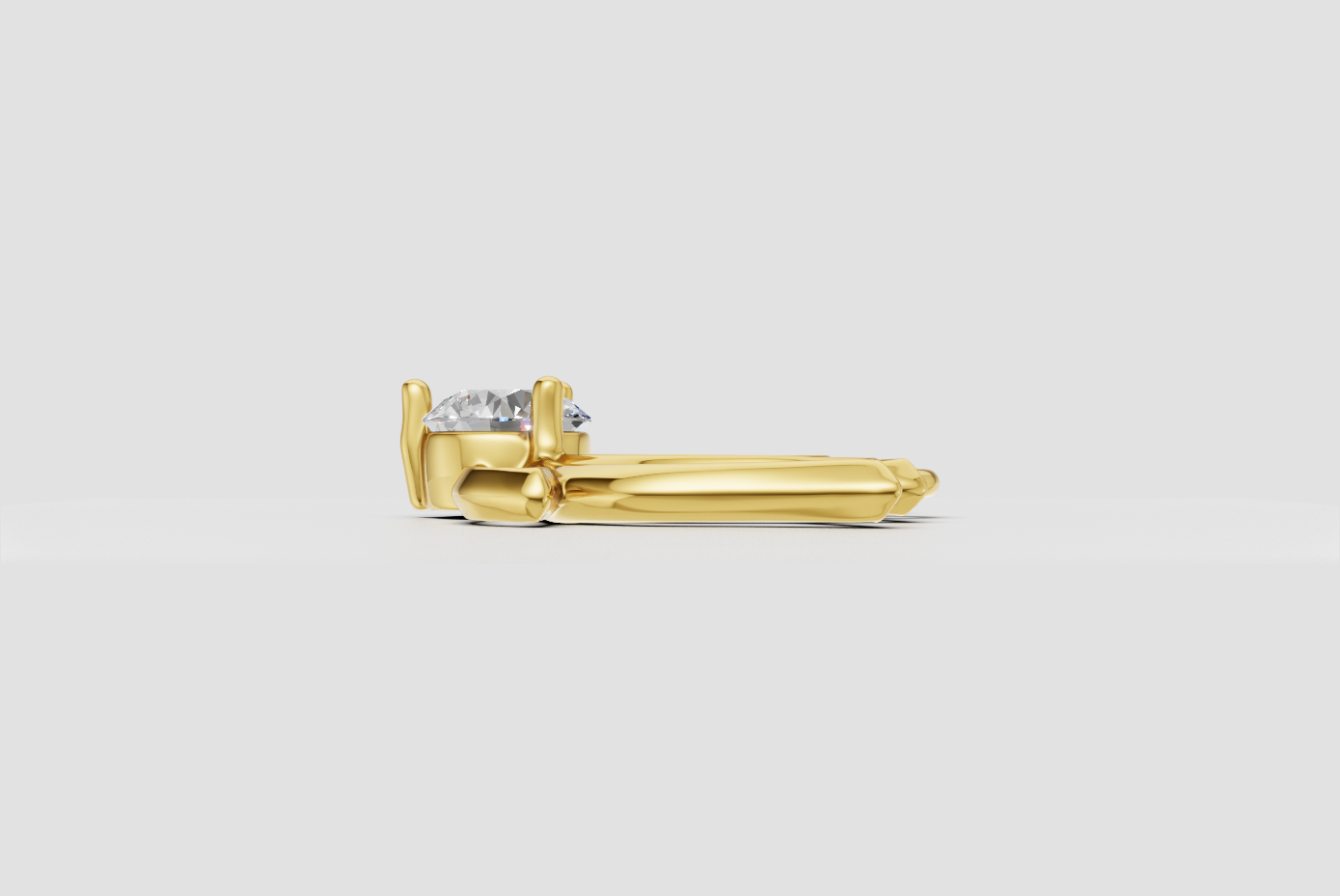 Stylish Lotus Pendant with a Round Diamond — view 3