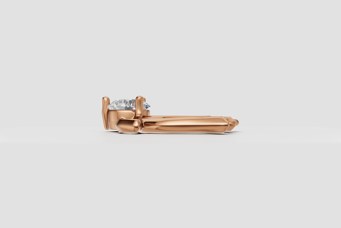 Stylish Lotus Pendant with a Round Diamond — view 5