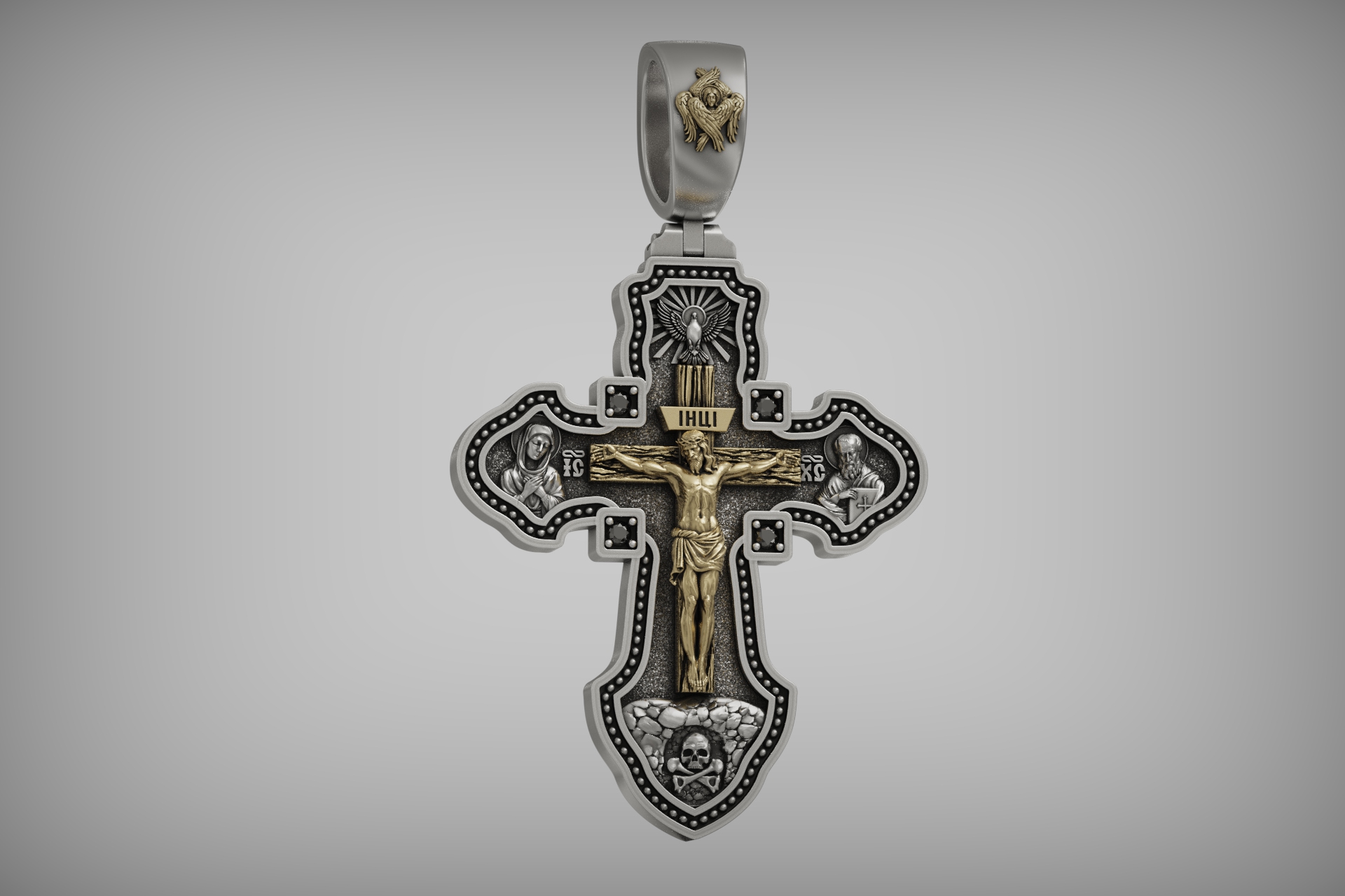 Orthodox Archangel Crucifixion Cross Pendant — view 7