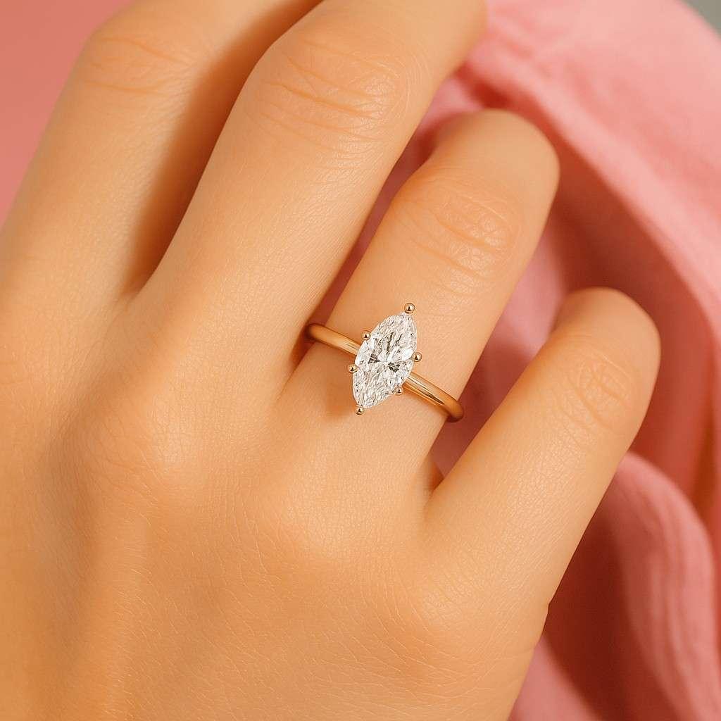 Marquise Solitaire Six-Prong Engagement Ring — view 2